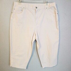 Ralph Lauren Cropped High Rise Ivory Denim Pants.  Size 10P